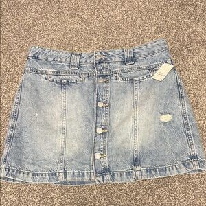 Blue A-Line Mini Skirt Casual